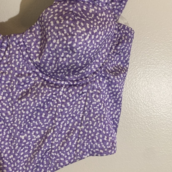 Oh Polly Purple and White Satin Bardot Corset Top Off the shoulder size 4 - Picture 5 of 9